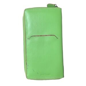 Baekgaard lime green & pink passport zippered wallet portfolio